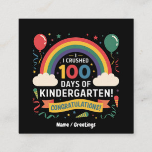 Carte De Visite Carré J'ai Réussi 100 Jours de Maternelle Personnaliser
