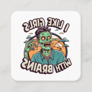 Carte De Visite Carré J'aime les filles avec des cerveaux