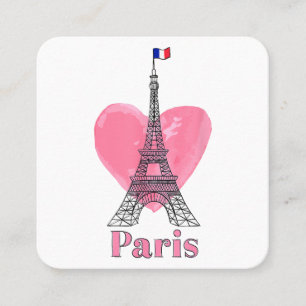 Carte De Visite Carré J'aime Paris Tour Eiffel France Cadeau