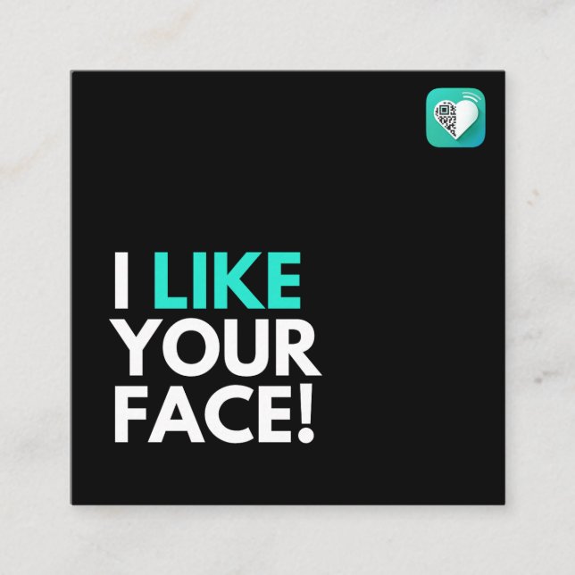 Carte De Visite Carré J'Aime Ton Visage (Devant)