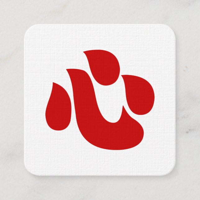 Carte De Visite Carré Japonais Kanji Heart ⇢ Shin/Kokoro ← 心 (Devant)