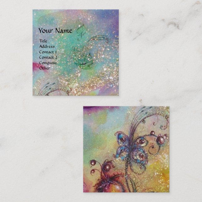 CARTE DE VISITE CARRÉ JARDIN DES OMBRES PERDUES MAGIQUE BUTTERFLY PLANTE (Devant / Derrière)