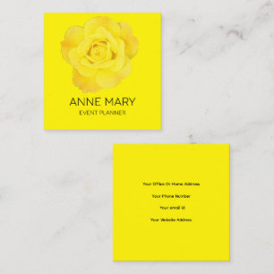 Carte De Visite Carré Jaune Floral coloré Moderne Planificateur d'événem