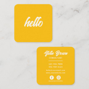 Carte De Visite Carré Jaune Hello chic gras Texte