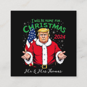 Carte De Visite Carré Je serai à la maison pour les célébrations de Noël