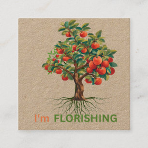 Carte De Visite Carré Je suis florissant – Arbre Inspirationnel à Racine