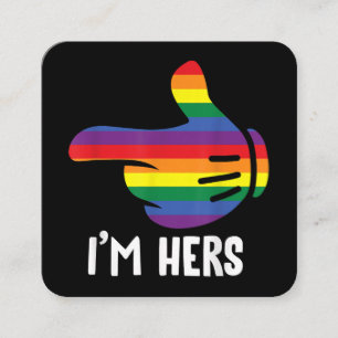 Carte De Visite Carré Je suis son couple lesbien arc-en-ciel drôle LGBT 