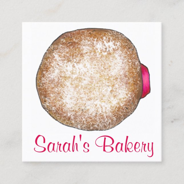 Carte De Visite Carré Jelly Donut Doughnut Bake Shop Baker Food (Devant)