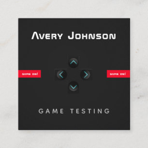 Carte De Visite Carré Jeu noir blanc noir gras et minimaliste Gamer de T