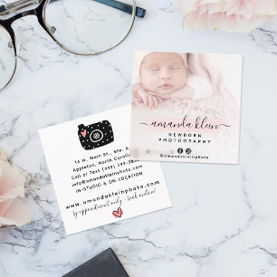 Carte De Visite Carré Joli Appareil Photo de Photographe Minimaliste Per