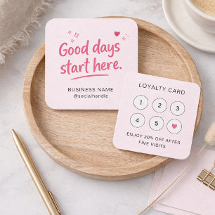 Carte De Visite Carré Joli code QR de jours heureux avec un cœur rose et