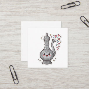 Carte De Visite Carré Joli distributeur d'eau de rose argenté marocain K
