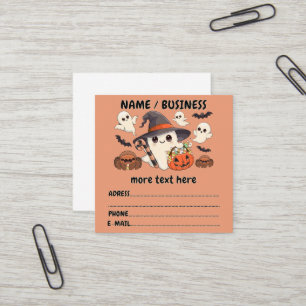 Carte De Visite Carré Joli fantôme d'Halloween de style Kawaii