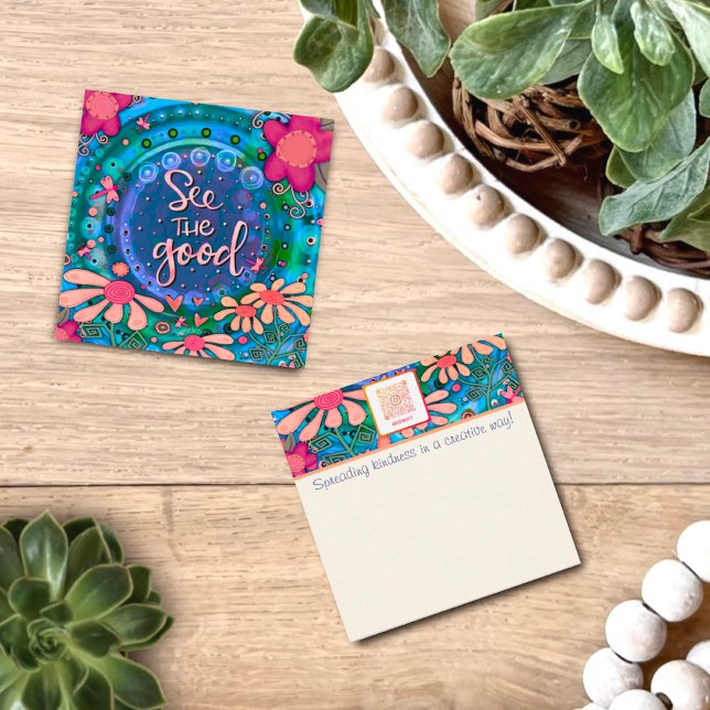 Carte De Visite Carré Joli Floral Voir La Bonne Quote Kindness Card (Fun, colorful, Inspirational kindness cards, perfect for handing out on random acts of kindness day.)