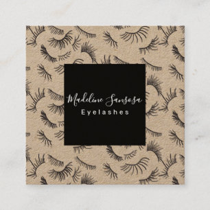 Carte De Visite Carré Joli technicien Eyelash Noir Eyelashes Doodles