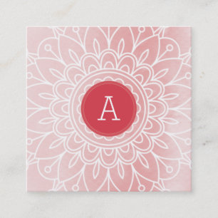 Carte De Visite Carré JOLIE MONOGRAM moderne boho mandala motif rose