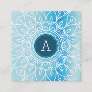 Carte De Visite Carré JOLIE MONOGRAMME moderne boho mandala motif aqua