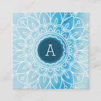 Carte De Visite Carré JOLIE MONOGRAMME moderne boho mandala motif aqua