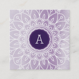 Carte De Visite Carré JOLIE MONOGRAMME moderne boho mandala motif violet
