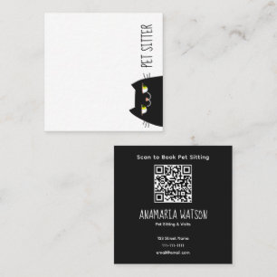 Carte De Visite Carré Jolie QR Garde de Chats et Animaux de Compagnie