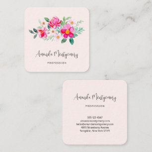 Carte De Visite Carré Jouer Joli Bouquet de Fleur Rose
