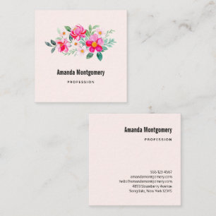 Carte De Visite Carré Jouer Joli Bouquet de Fleur Rose