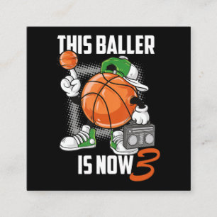 Carte De Visite Carré Joueur de basket-ball de 3e anniversaire Fundy 3 a