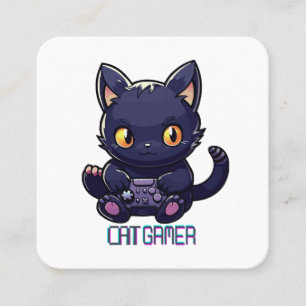 Carte De Visite Carré Joueur de chat