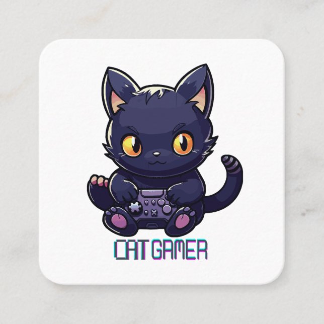 Carte De Visite Carré Joueur de chat (Devant)
