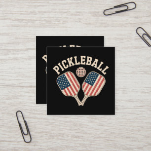 Carte De Visite Carré Joueur de pickleball avec drapeau américain