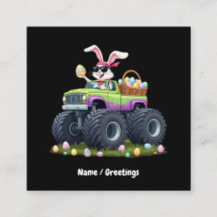 Carte De Visite Carré Jour de Pâques Bunny équitation Monster Truck Eggs