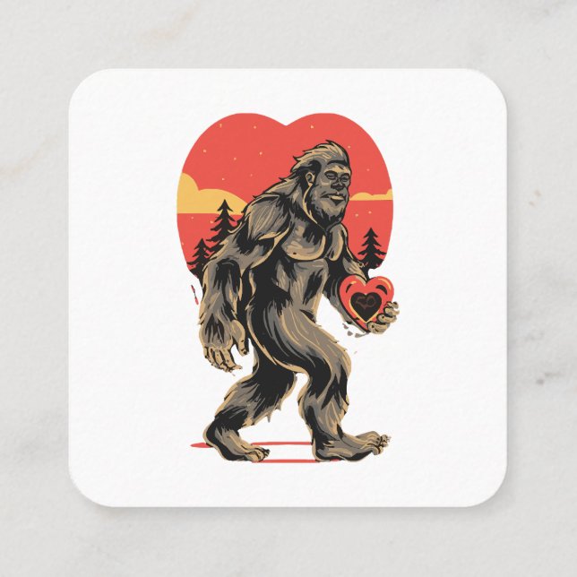 Carte De Visite Carré jour des valentines du coeur de bigfoot (Dos)