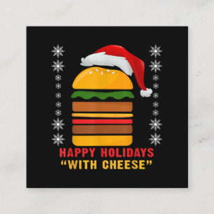 Carte De Visite Carré Joyeuses Vacances Avec Cheese Christmas Cheeseburg