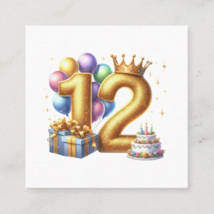 Carte De Visite Carré Joyeux 12e anniversaire