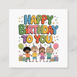 Carte De Visite Carré Joyeux Anniversaire Enfants