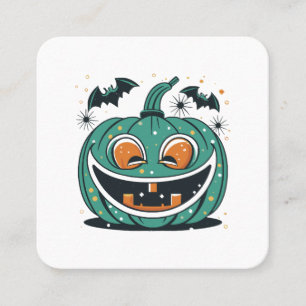 Carte De Visite Carré Joyeux Halloween ! Découpez une citrouille !