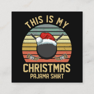 Carte De Visite Carré Joyeux joueur de hockey Quarantaine de Noël