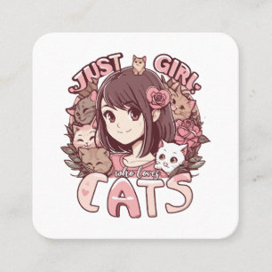 Carte De Visite Carré juste une fille qui aime les chats
