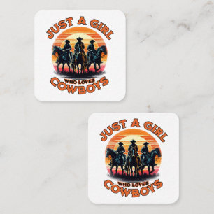 Carte De Visite Carré Juste une fille qui aime les cowboys