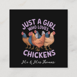 Carte De Visite Carré Juste une fille qui aime les poulets pour les amat