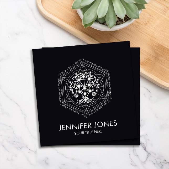 Carte De Visite Carré Kabbalah L'Arbre de Vie Ornament de Géométrie Sacr (Créateur téléchargé)
