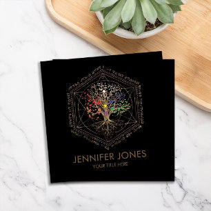 Carte De Visite Carré Kabbalah L'Arbre de Vie Ornament de Géométrie Sacr