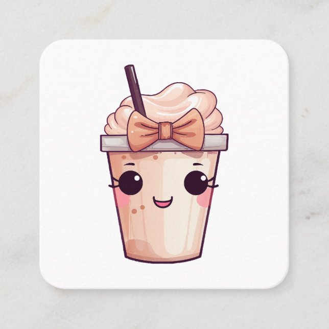 Carte De Visite Carré Kawaii Frappe souriante (Devant)