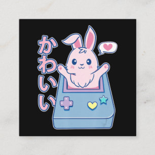 Carte De Visite Carré Kawaii Gamer Bunny - Rabbit Pastel Cute