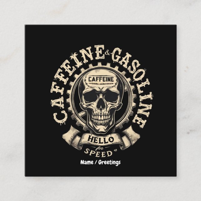 Carte De Visite Carré La caféine et l'essence disent Bonjour à Speed Sti (Devant)