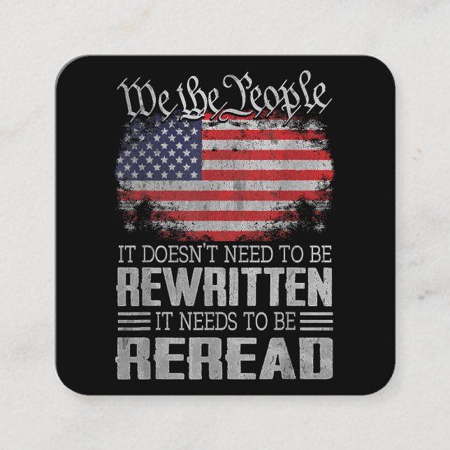 Carte De Visite Carré La Constitution américaine du drapeau doit être re (Devant)