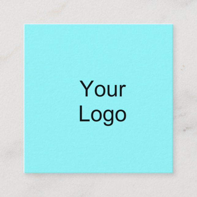 Carte De Visite Carré La coutume, ajoutent le logo, bleu cyan (Devant)
