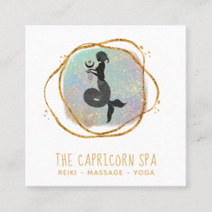 Carte De Visite Carré *~* La déesse de Capricorne Mermaid Opal Gold Blac