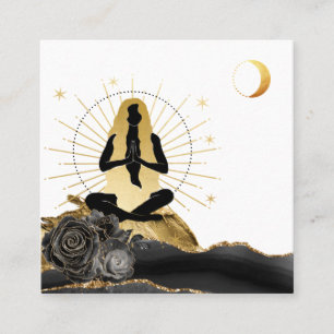 Carte De Visite Carré *~* La déesse Rose Black Gold Yoga Moon 