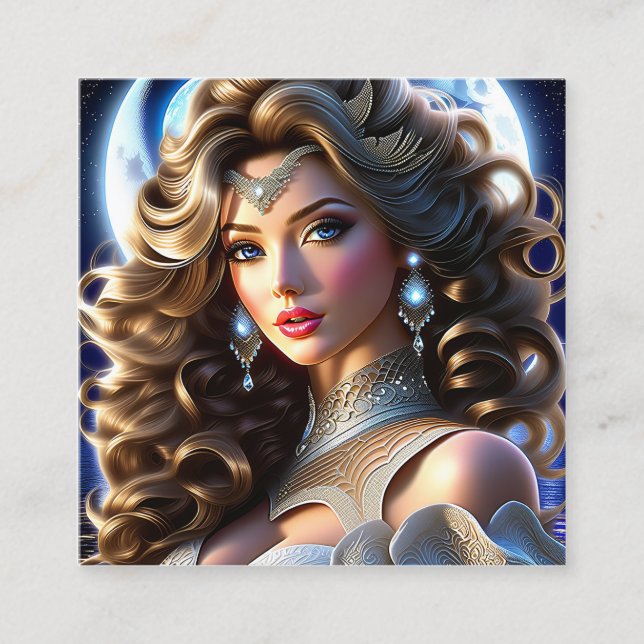 Carte De Visite Carré La robe de la femme est belle et impressionnante.  (Devant)